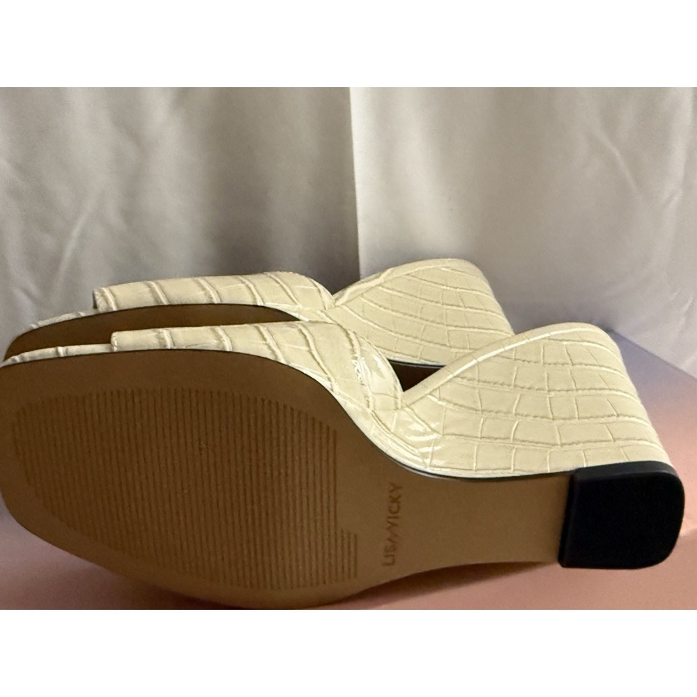 Lisa Vicky Adore-V Croco Wedge Sandals Womens 8.5 M Cream Corcodile Croco - Picture 14 of 16